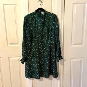 Abound long sleeve green dress with orange floral pattern size XL